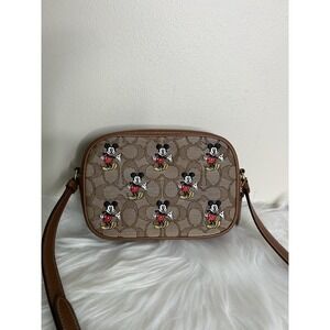 Disney x Coach Mickey Mouse Signature Canvas Camera Bag Crossbody Khaki Brown
